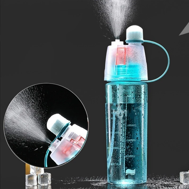 

580Ml Sport Water Bottle Spray Cool Summer Water Bottle Portable Climbing Outdoor Bicycle Water Bottle Shaker Tumbler With Straw