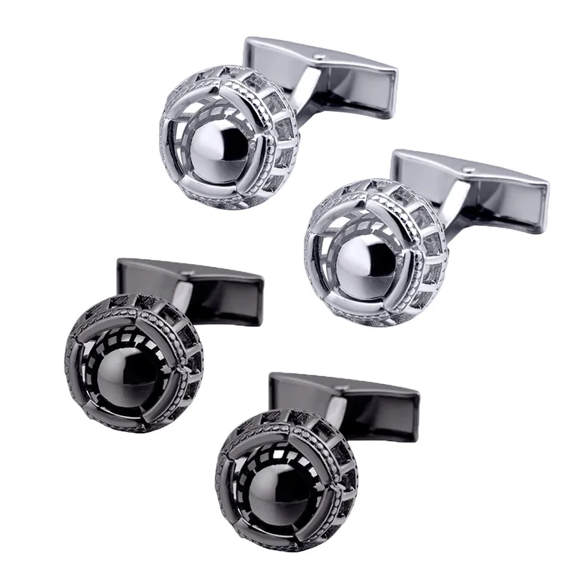 

Hollow Activity Bead Metal Cufflinks Round High-end French Shirt Suit Cuff Buttons Men's Business Jewelry