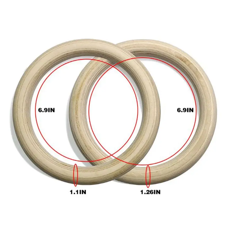 

Gym Rings Wood Gymnastic Rings with 15ft Adjustable Straps Heavy Duty Gym Equipment for Cross-Training Workout Stren Dropship