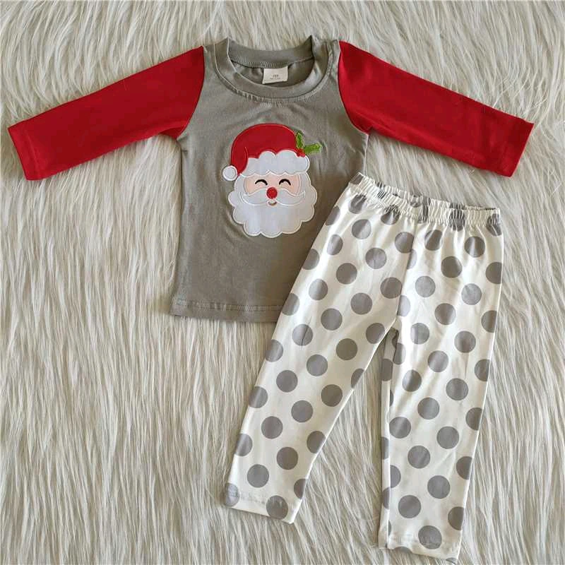 

Pajamas Baby Ready To Ship Christmas pajamas kids Santa Boys Embroidered Print Pajamas