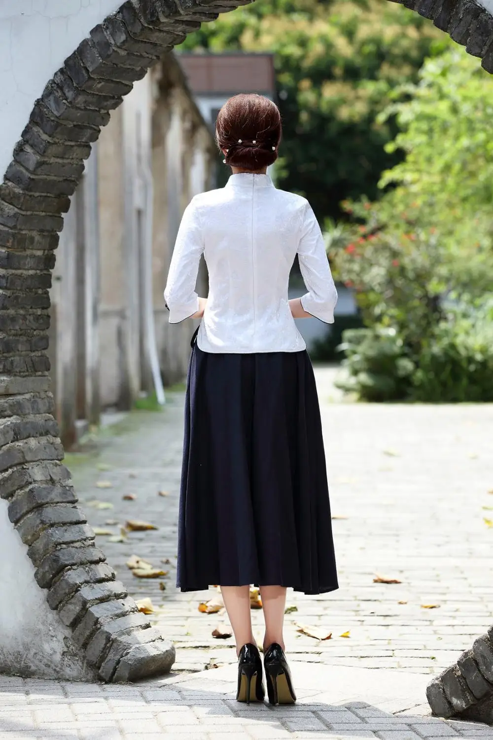 Женское платье-рубашка с коротким рукавом cheongsam hanfu китайский костюм из двух