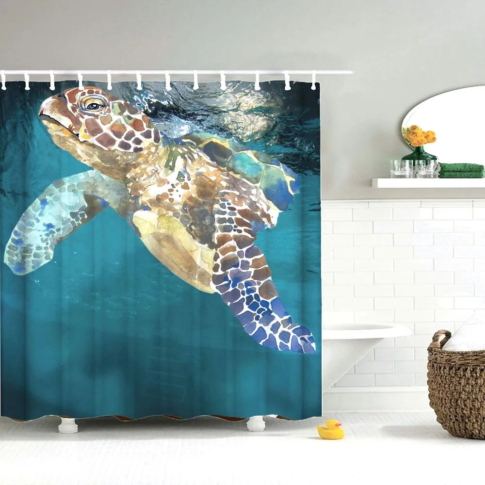 Dafield морская черепаха Ванная комната душевой занавески морские животные пейзаж