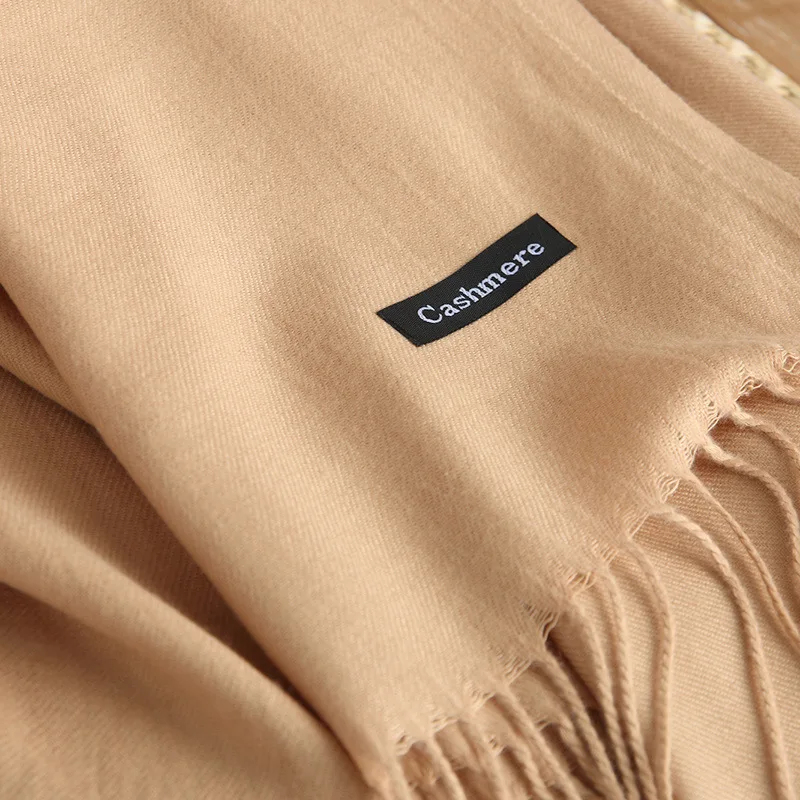

2021 New Fashion Solid Color Women Scarf Winter Hijabs Tassels Long Lady Shawls Cashmere Like Pashmina Hijabs Scarves Wraps