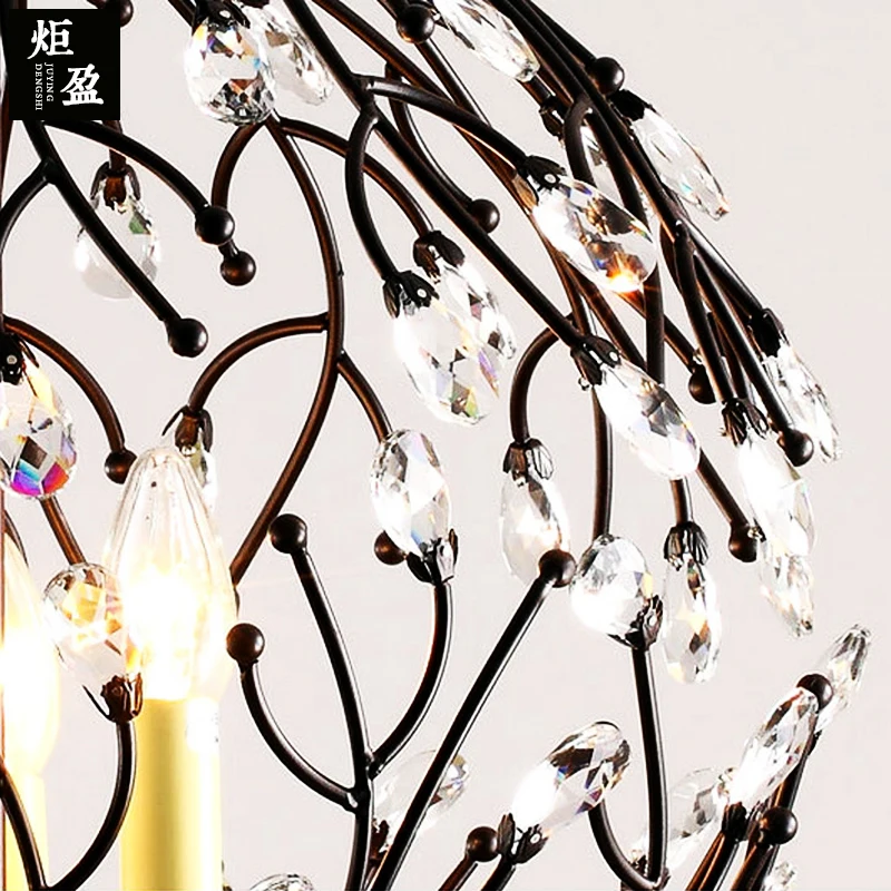

Nordic retro iron crystal personality branch spherical Chandelier diameter 50cm dining room garden