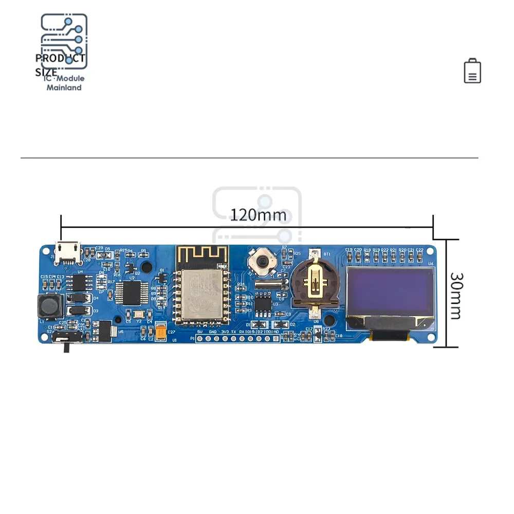 Модуль часов ESP8266 0 96 дюйма светодиодный экран LC-ESP-CLOCK-18650 8266 плата для разработки