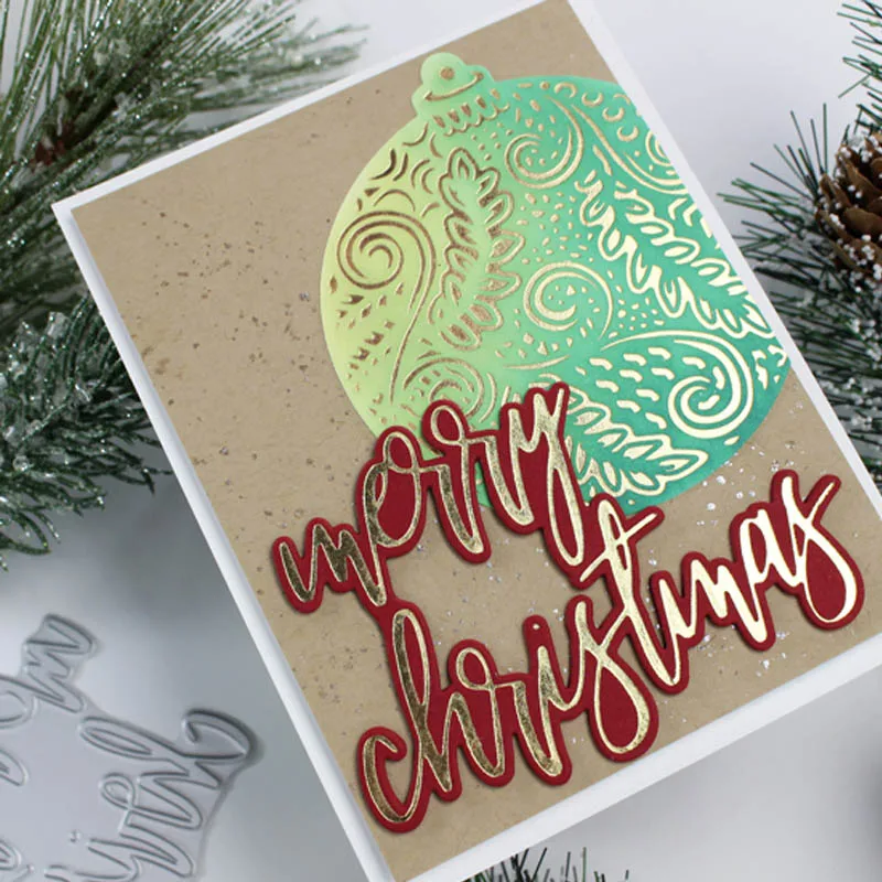 Блестящий Рождественский шар Горячая фольга пластина + высечки для DIY