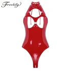 Пикантное боди из лакированной кожи с вырезами, трико, боди с открытой грудью и промежностью, комбинезон, костюм-кошка, Клубная одежда, Фетиш-одежда, Костюм Хозяйки