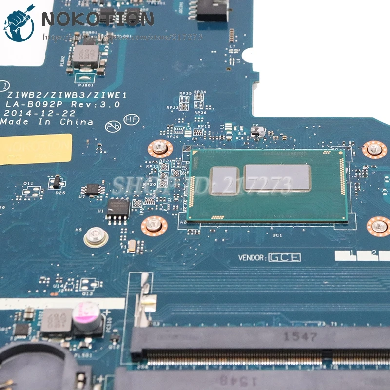 NOKOTION для Lenovo IdeaPad B50-70 материнская плата ноутбука 5B20G46113 ZIWB2 ZIWB3 ZIWE1 LA-B092P DDR3L SR1EB I7-4510U