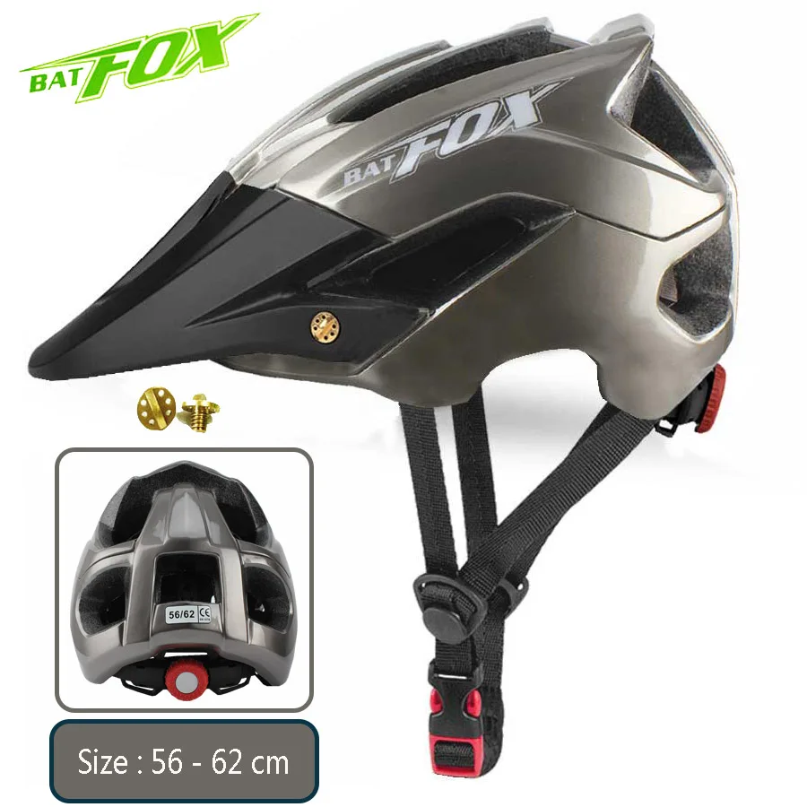 Titanium-Black BATFOX MTB велосипедный шлем горная дорога велосипедный шлем Мужчины Женщины Оранжевый Велосипед Велоспорт безопасность Спорт на открытом воздухе большой козырек шлем casco - Цвет: Titanium-Black