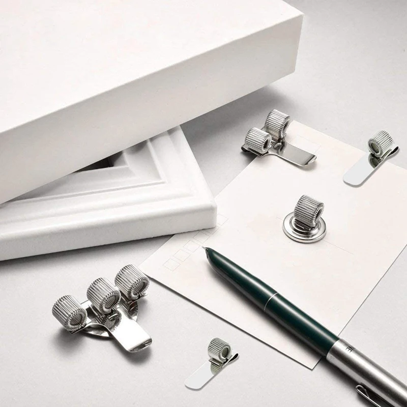 

12Pcs Metal Pen Holder Pen Clips Adjustable Spring Loop Clip for Office Fits Almost All Pens Size, 5 Types