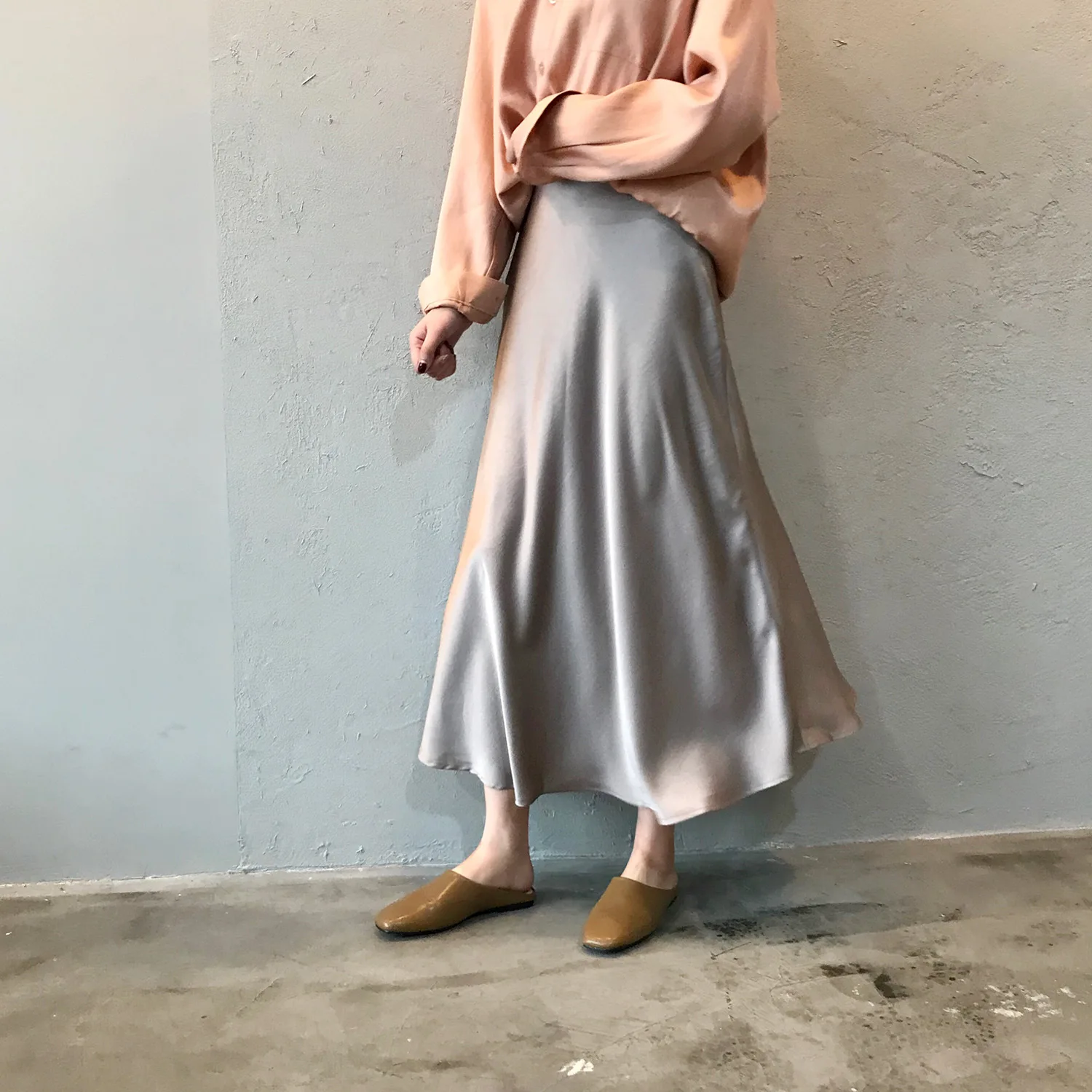 2020 New Spring Summer Skirts Women Soft Imitate Silk Satin Skirt Elegant Ladies Slim High Waist Long Faldas Mujer Moda | Женская одежда