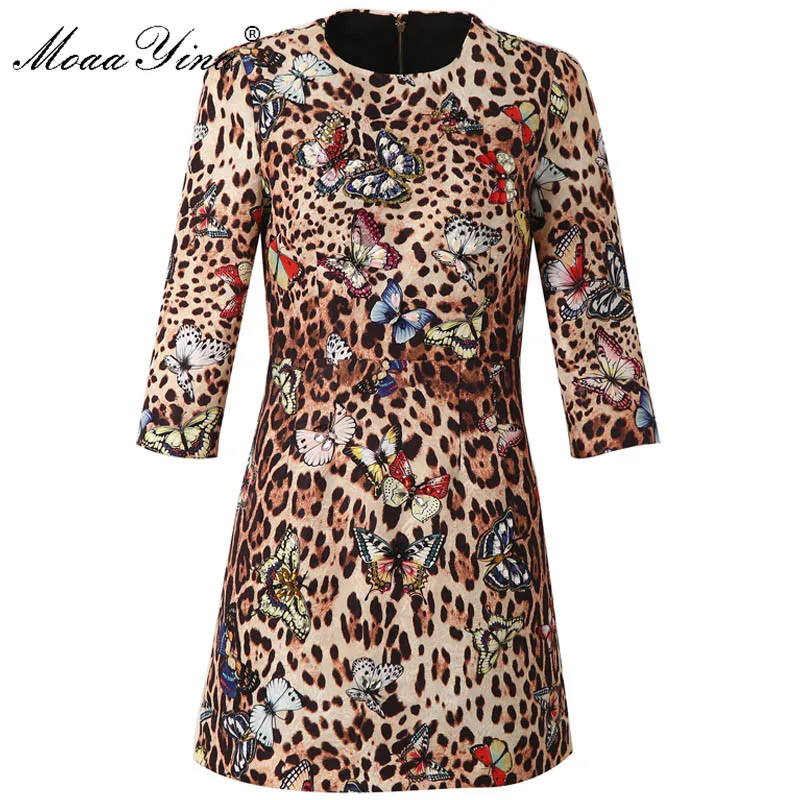 MoaaYina модное дизайнерское подиумное платье Весна Осень женское Алмазная бабочка