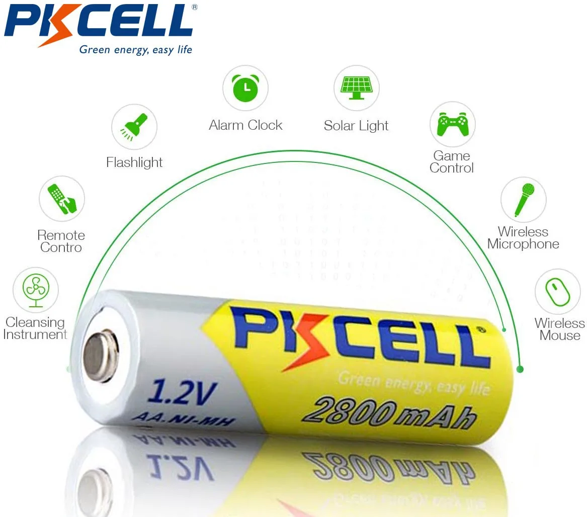 16 шт. аккумулятор PKCELL AA 2600 мАч ~ 2800 1 2 в Ni MH аккумуляторные батареи 2A NIMH