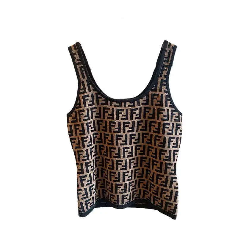 

Spring and Summer 2021 New Retro U-neck Letter Knitting Slim Fitting Vest Women's Age Reducing Fashion Top