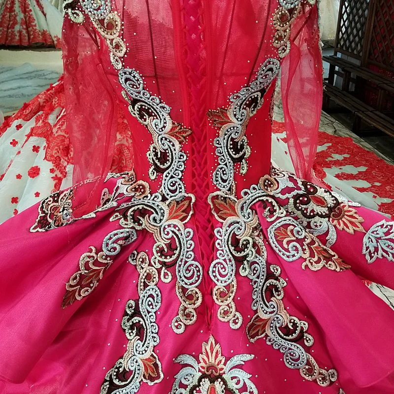 LS32779 королевский пурпурный вечернее платье o шея длинный tullesleeves зашнуруйте назад