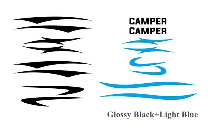 Glossy black-Blue 1 комплект для дома на колесах, трейлер для путешествий, кемпер, Лошадиная коробка для автомобиля, спортивные полосы, графика, виниловые наклейки, авто тело, двусторонний декор, наклейка - Название цвета: Glossy black-Blue