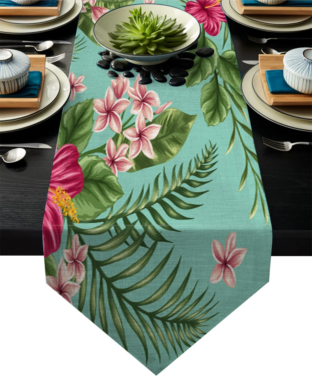Цветочные тропические растения скатерти Винтажная настольная дорожка для