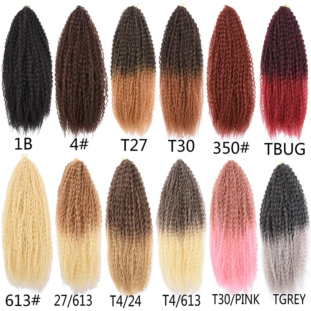 

20inch Afro Kinky Curly Crochet Braids Synthetic Ombre Braiding Hair Extensions Brazilian Marly Braid For Women Black 613