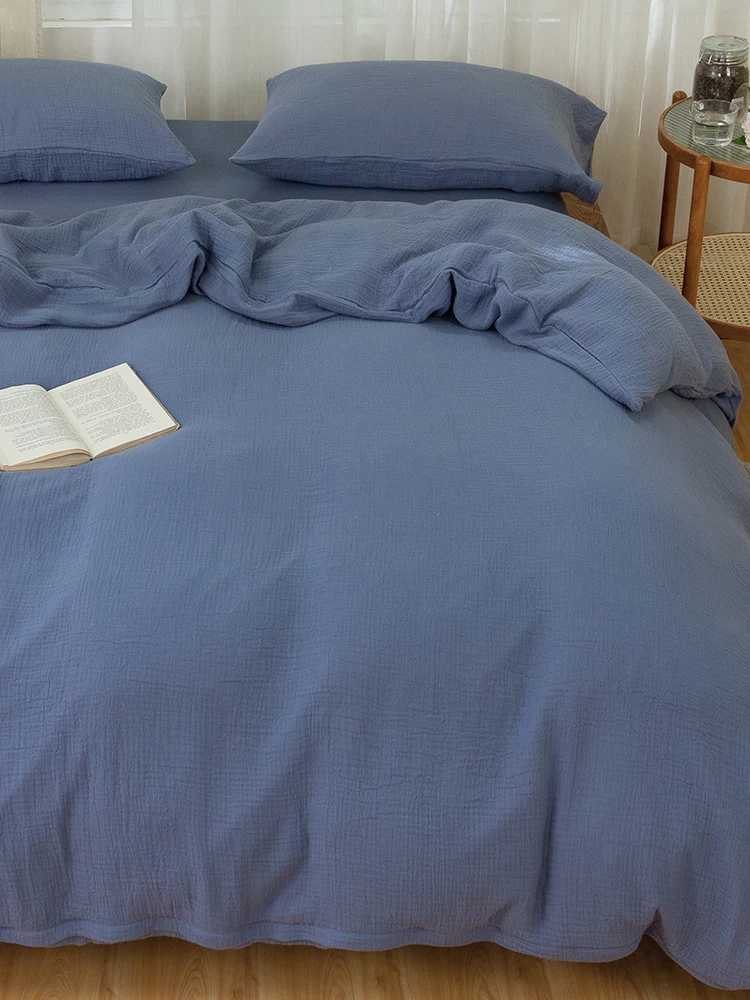 Three-Layer Yarn Cotton Four-Piece Gauze Soft Breathable Bare Sleeping Skin-Friendly Bed Sheet Quilt Cover Home Textile | Дом и сад