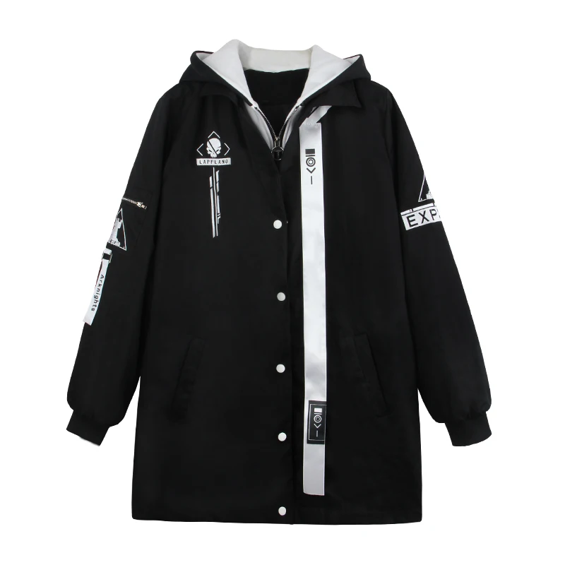 Game Arknights cosplay costume fake two piece long hoodie women Rhodes Island Long Trench Coat Guard Lappland Cosplay Jacket men |