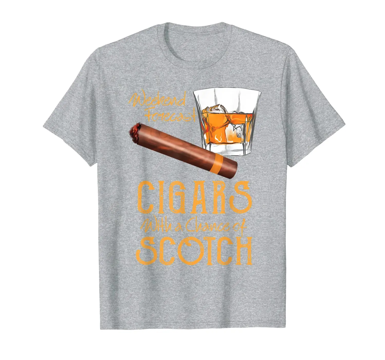 

Weekend Forecast Cigars Chance of Bourbon Fathers Day Gift T-Shirt