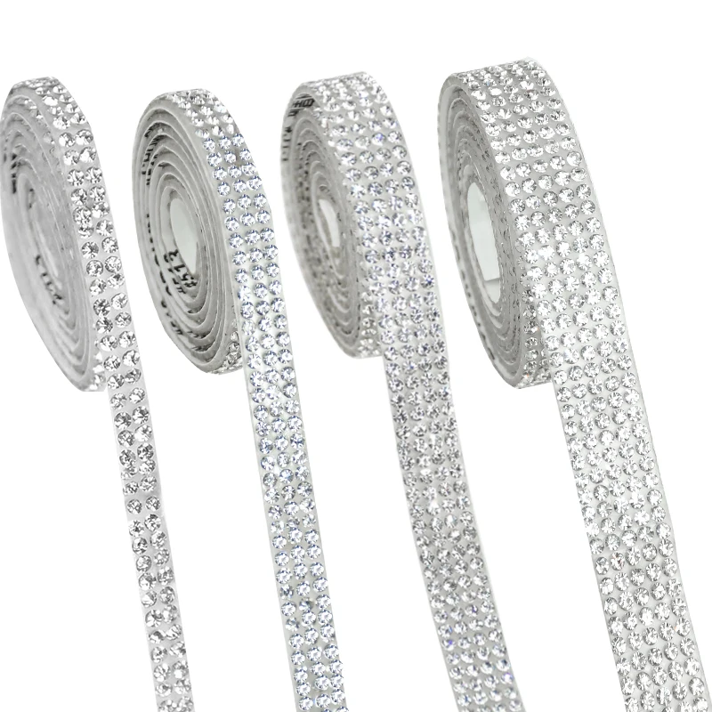 1 Yard 4/6/9/10/15/20mm Width Bling Crystal Glass Clear Rhinestone Trim Stick on Shoes Garments Clothing Decoration Accessories