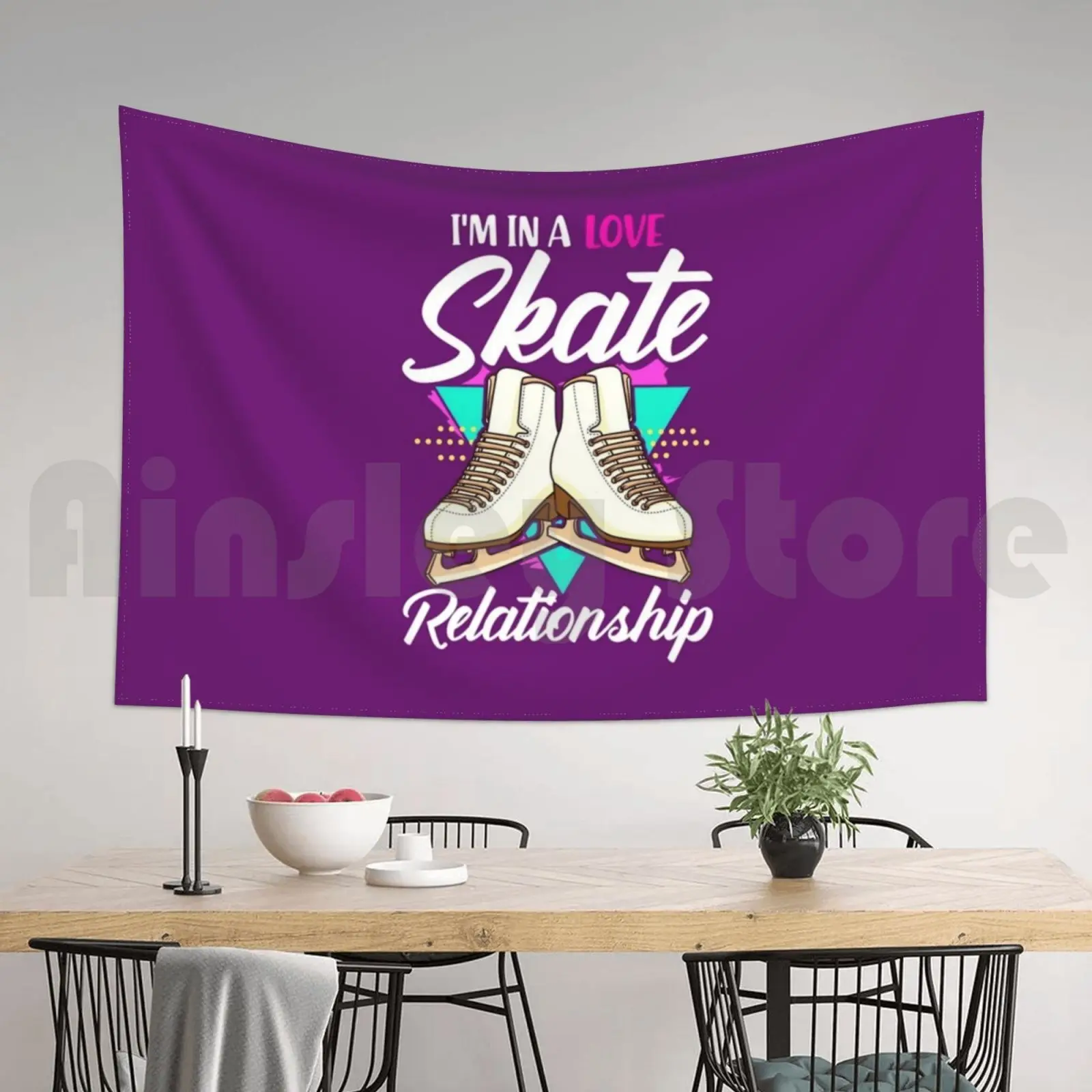 Смешные фигурки ролики: в любви скейт отношения гобелен гостиная спальня Axel Loop Flip