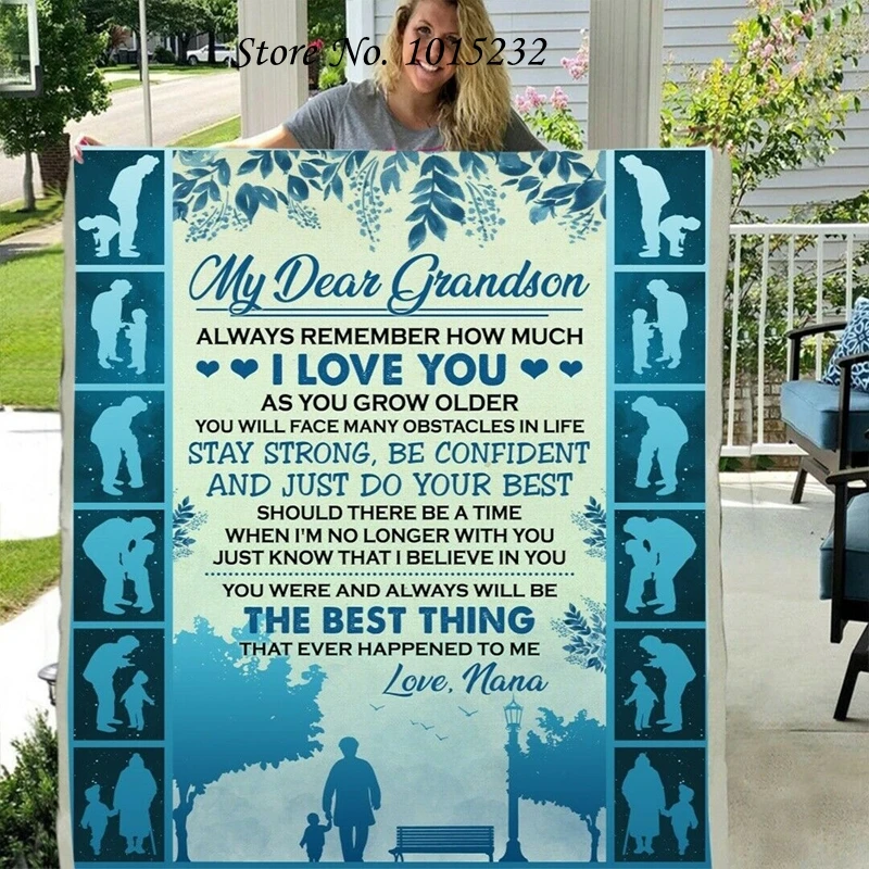 Флисовое одеяло с буквенным принтом для моих дорогих внуков 3D кровати плотное