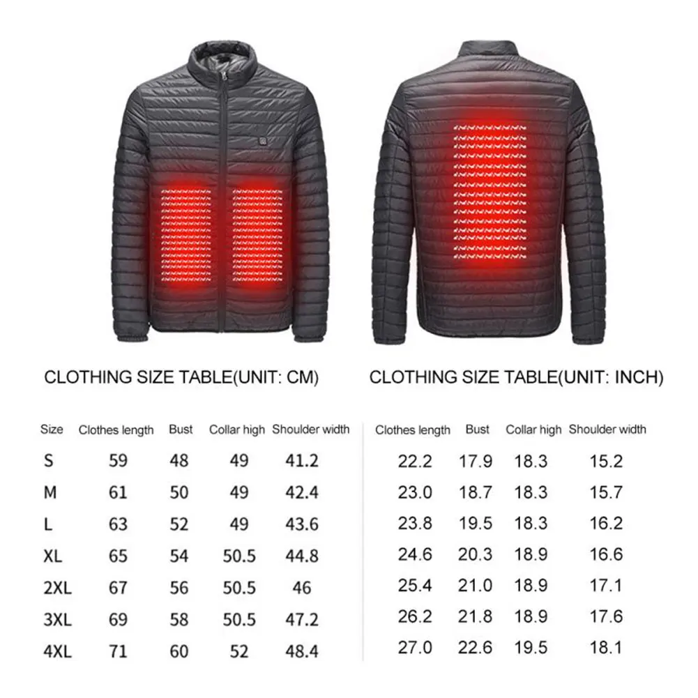 

Electric Heated Jacket Man Woman USB Infrared Thermal Jacket USB Interface Heating cotton-padded clothes Hiking Mountaineering