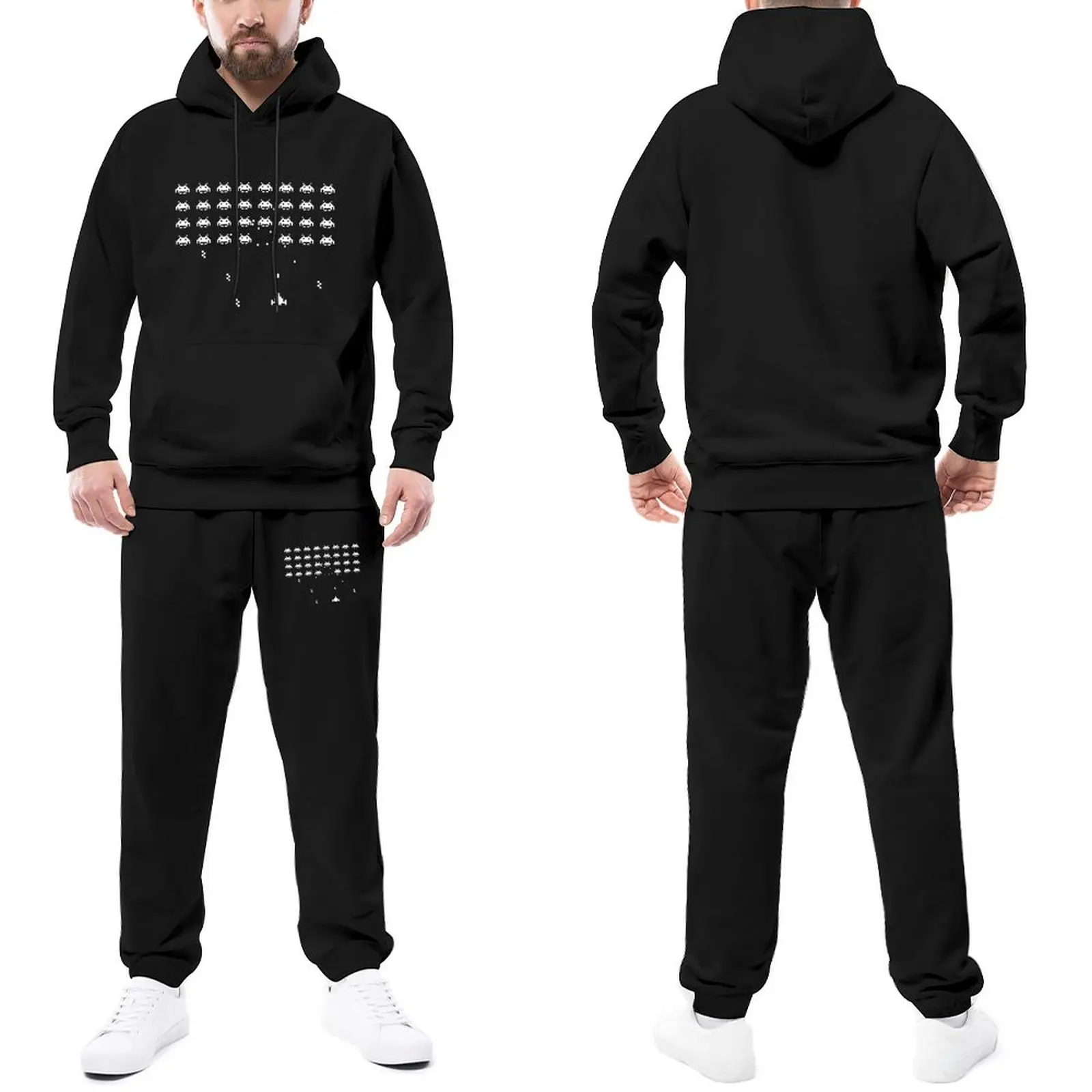 

Space Invaders Mens Tracksuit Set Space Invaders Style Sweatsuits SpringSweatpants and Hoodie Set Man