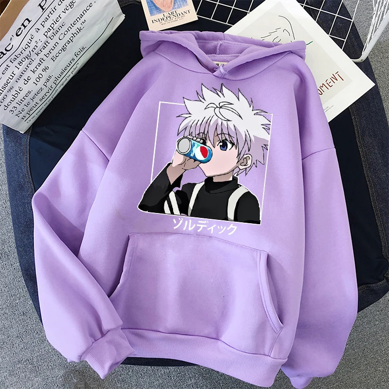 Худи Hunter x Killua худи унисекс Zaoldyeck с длинным рукавом Свободная Женская толстовка