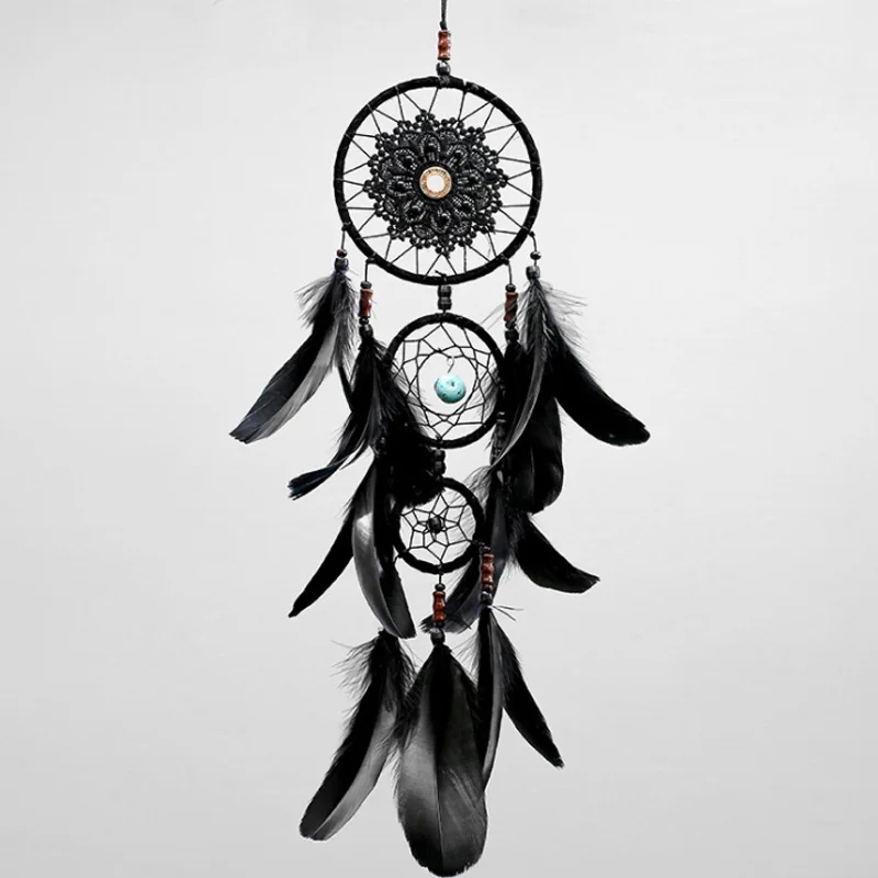 Черное мульти кольцо Ловец снов домашние Перьевые Украшения Свадебные украшения