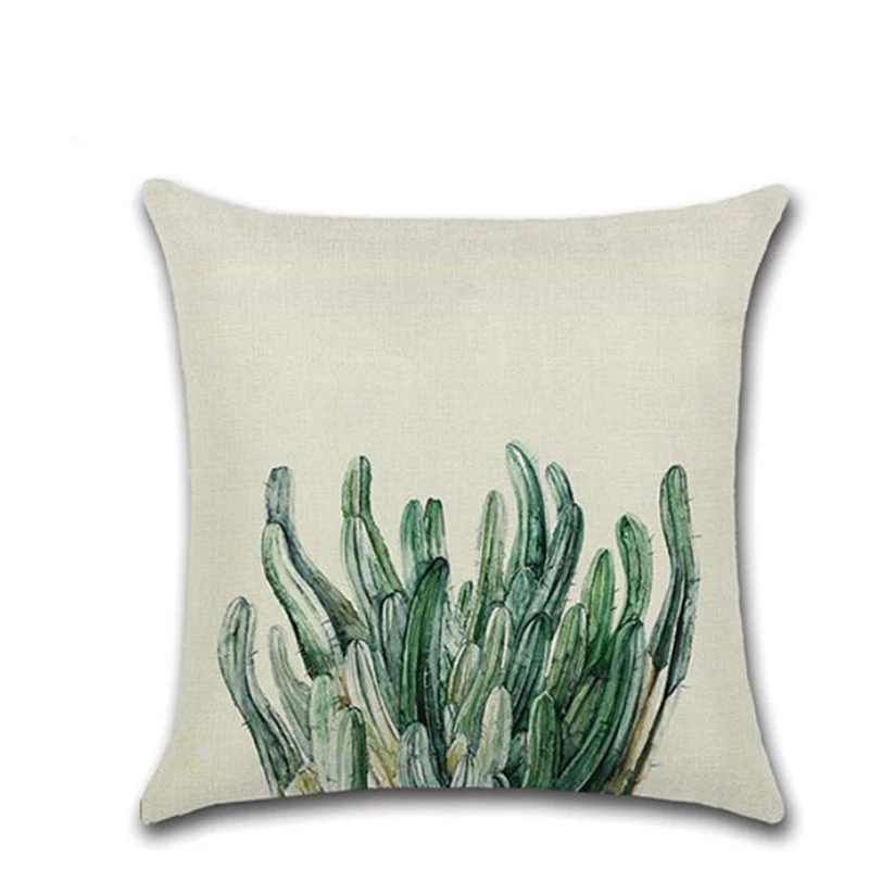 

Hot Sale Green Leaf Plant Cushion Cover Green Nordic Style Throw Pillow Cover Forest Views Pillowcase Square 45X45cm
