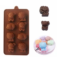 new food grade lion hippo bear shape silicone chocolate mold cake moldcookie mould animal cake decoration baking tools 9077
