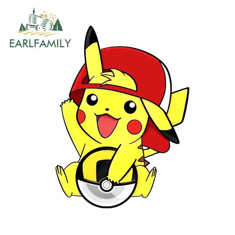 EARLFAMILY 13 см x 9 7 для Pokemon Pikachu в шляпе автомобильная наклейка виниловая граффити