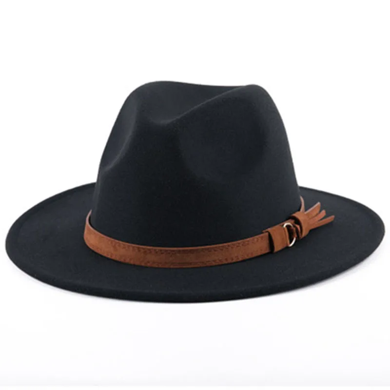 

Women's cap hats fashion 2021autumn winter for men fedoras classic Jazz Hat European American black felt Couples vintage round