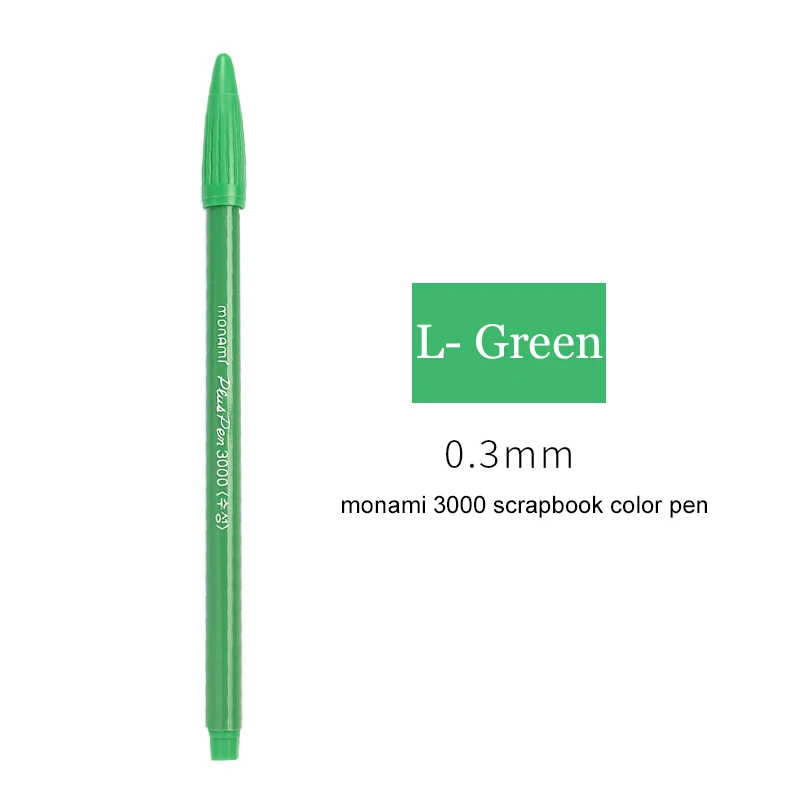 Bright Green Корейская ручка для рисования Monami с 3000 фломастером, 0,3 мм, водостойкая ручка, ручка для скрапбукинга, цветная ручка с чернилами, милые стационарные каваи - Цвет: Bright Green