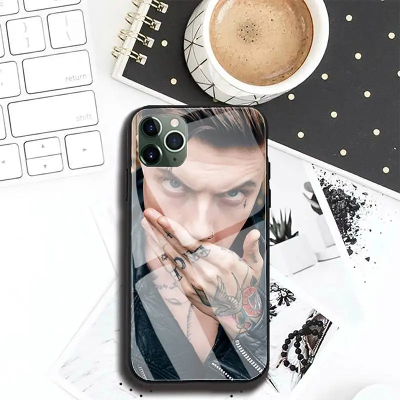 

Handsome man with tattoo Phone Case case For Iphone 11 Pro MAX XR X 7 8Plus SE2020 DIY Shockproof Glass Soft Silicone Edge
