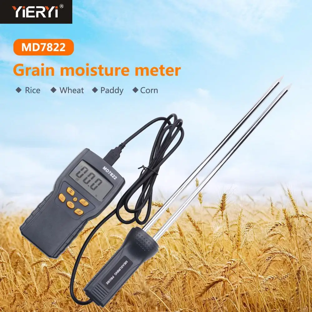 

Yieryi New MD7822 LCD Display Digital Grain Moisture Meter Humidity Tester Contains Wheat Corn Rice Moisture Test Meter