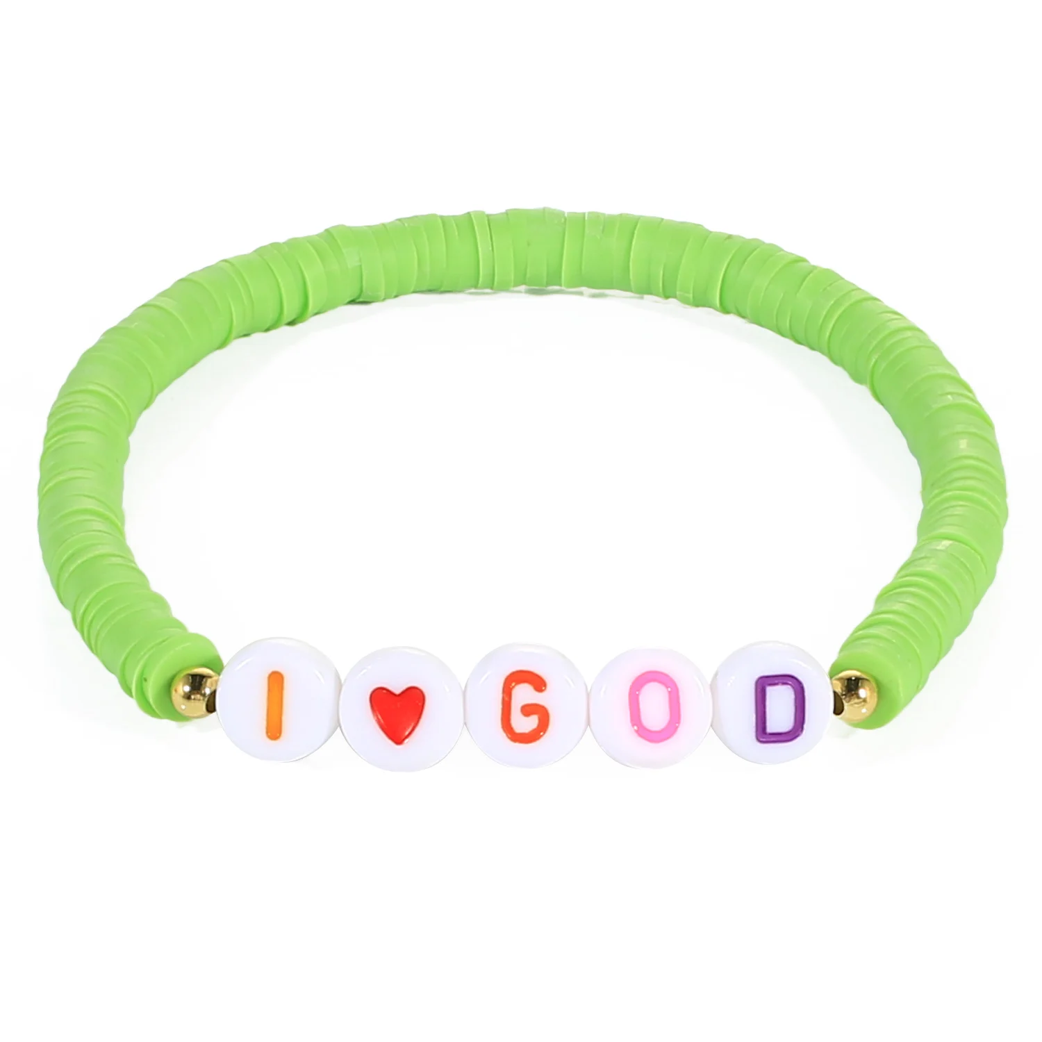 

KELITCH Green Strand Women Bracelets Chain Letter Handmade Beach Friends Polymer Clay Bracelets New Anime Fashion