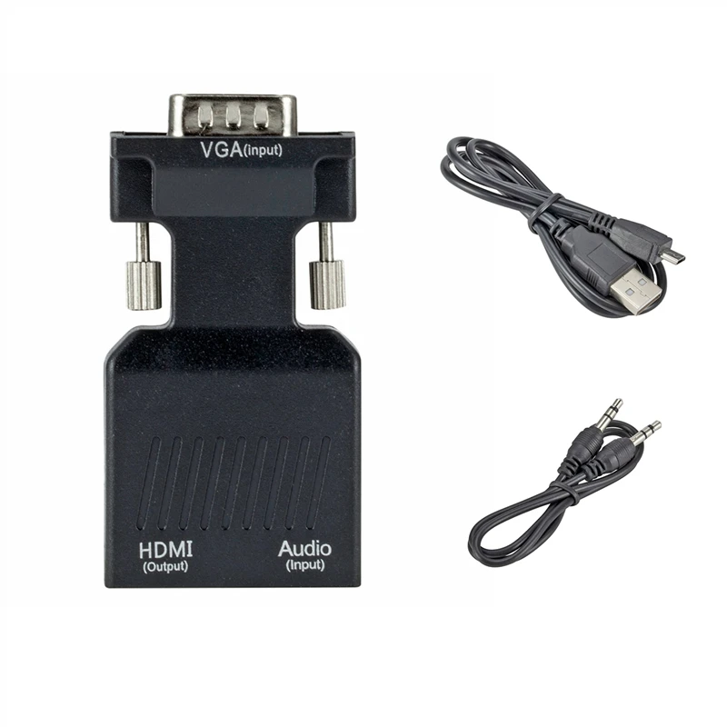 VGA to HDMI Adaptor Converter Male to Female with Audio Power Adapter Support 1080P Signal VGA to HDMI Audio 5V DC Connector