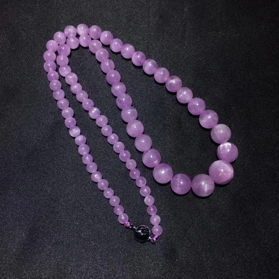 

Top Natural Purple Kunzite Stone Necklace Jewelry For Woman Lady Men Love Gift Healing Crystal Round Beads Gemstone AAAAA 5-13mm