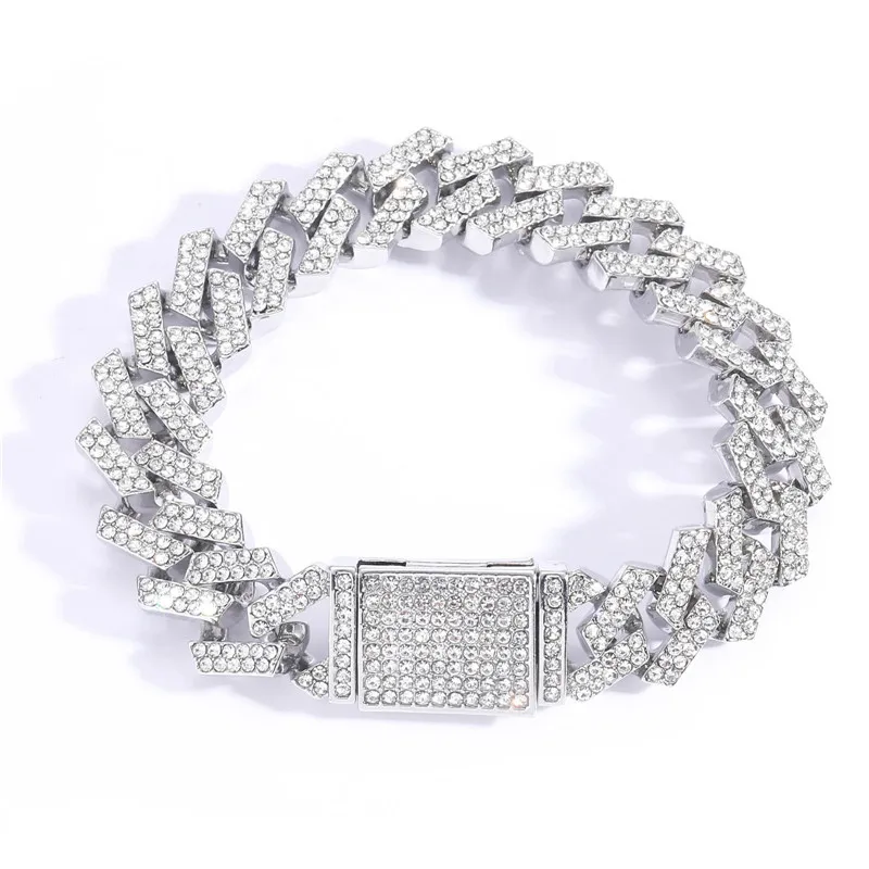 

15mm Bracelets for Men Women Bling Rhinestone Iced Out Bracelets Fashion Hip Hop Rock Jewelry
