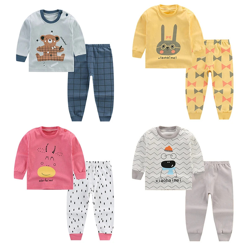 Весенне осенняя пижама из 2 предметов для девочек хлопковая детская одежда с