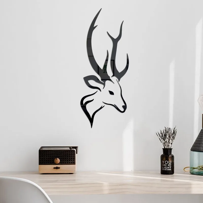 2 набора зеркальные настенные 3D наклейки сделай сам с оленем декоративные для