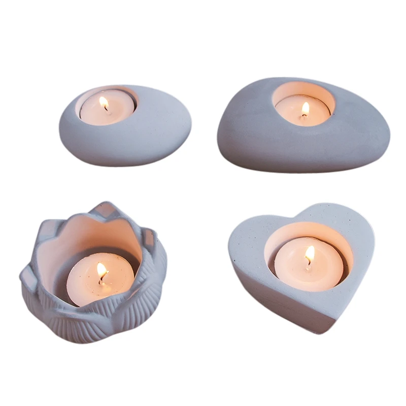 

Handmade Diy Candle Mold Candlestick Cement Concrete Silicone Mold Lotus Heart-shaped Aromatherapy Plaster Ornaments Drop Glue