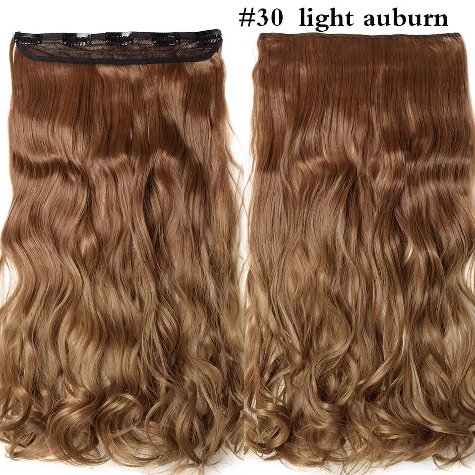 light auburn SNOILITE 17/24/27/2" 5 зажимов в целости и сохранности Наращивание волос Синтетические длинные волнистые волосы добавочном номере телефоне 3/4 для наращивания на всю голову цельнокроеное платье, парик, заколки, заколки для волос, трессы, заколки - Цвет: light auburn