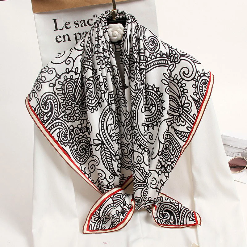 

Women 100% Silk Scarves 100*100cm Large Square Silk Scarf Natural Real Silk Neckerchief Wraps Shawls Bandana Head Neck Scarf