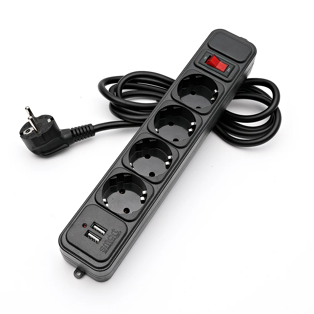 

Smart 2 round power strip USB travel adapter socket EU 5M extension cord kitchen universal charger power strip.