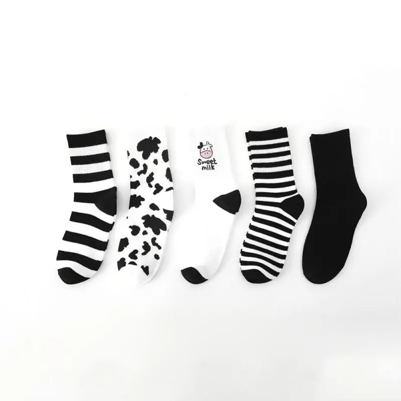 

Cotton Women Socks Striped Solid Breathable Casual Cartoon Sportswear Arrivals Cow Printed Sock Lovely Harajuku Japanese Style